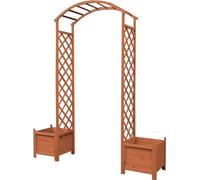 Mucola Treillis avec bac à plantes Treillis pour rosiers Arc de cercle Support pour fleurs Poteau pour rosiers Arc de cercle en bois Pergola Support pour plantes grimpantes - Marron
