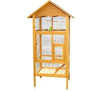Mucola Volière avec perchoirs Cage en bois pour oiseaux avec 2 portes Cage pour perroquets Cage pour animaux Volière extérieure pour perruches