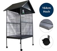 Mucola Volière Gris XXL Cage pour oiseaux Perruche Cage d'élevage Cage pour animaux Cage pour canaris