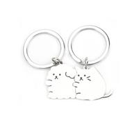 MUCOOS Lot de 2 porte-clés mignons pour couple de chats et de chiens, porte-clés assortis pour les couples, pour exprimer l'amour et l'affection avec un design mignon, argenté, S
