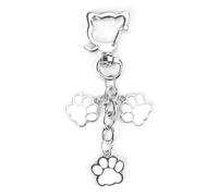 MUCOOS Porte-clés en forme de patte de chat blanc mignon, design à trois pattes, cadeau pour les amoureux des animaux, cadeau attentionné pour les propriétaires de chats et les propriétaires de