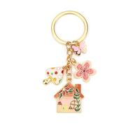 MUCOOS Porte-clés pour emménager dans une nouvelle maison avec champignon rose et design de maison, cadeau de pendaison de crémaillère pour les femmes, convient pour les couples, les filles et les