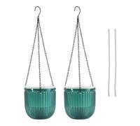 Mucshim Lot de 2 pots de fleurs auto-arrosants - Pour l'intérieur - 6,5 panier à suspendre pour l'extérieur - Émeraude