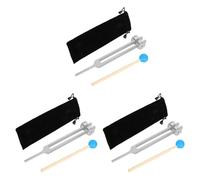 Mucshim Lot de 3 diapasons en alliage d'aluminium 111 Hz avec marteaux pour examen du système nerveux, thérapie par le son, argent