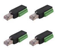 Mucshim Lot de 4 connecteurs RJ45 avec bornes à vis, connecteur RJ45 sans soudure vers bornier 8 broches pour Ethernet Cat5/6/7 AV