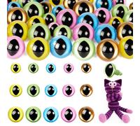 MUCUNNIA Lot de 80 yeux de chat en plastique de 12 à 18 mm pour travaux manuels, poupées au crochet, animaux en peluche, avec rondelles pour loisirs créatifs, décorations de marionnettes (5 couleurs)