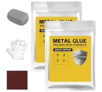 Mud Iron Glue, (160g per Pack) Plastic Steel Welding Adhesive, Heat & Waterproof Epoxy Resin for Metal/Plastic/Ceramic/Stone Repair, Universal Pipe Sealing & Crack Filler (Gray,2PCS)