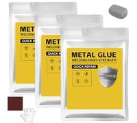 Mud Iron Glue, (160g per Pack) Plastic Steel Welding Adhesive, Heat & Waterproof Epoxy Resin for Metal/Plastic/Ceramic/Stone Repair, Universal Pipe Sealing & Crack Filler (Gray,3PCS)