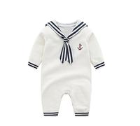 Mud Kingdom Boutique Pull Nautique Bébé Garçon Barboteuse Rayé Blanc 18-24 Mois