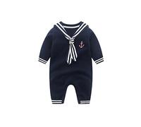Mud Kingdom Boutique Pull Nautique Bébé Garçon Barboteuse Rayé Bleu Marine 6-9 Mois