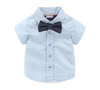 Mud Kingdom Chemises habillées à manches courtes pour petits garçons, S Bleu uni, 4 ans