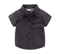 Mud Kingdom Chemises habillées à manches courtes pour petits garçons, S Uni Noir, 2 ans