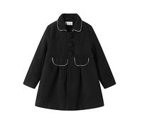 Mud Kingdom Fille Manteau Manches Longues Uni Vestes Manteau D'Hiver Revers L'Automne Décontracté Trenchcoat pour 2-10 Ans, Noir , 6 ans