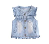 Mud Kingdom Mignonne Petites Filles Gilet Denim Fashion Bleu Clair 6 Ans
