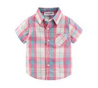 Mud Kingdom Petits Garçons Chemise à Carreaux Bouton Rose vers Le Bas Manche Courte Été 7-8 Ans