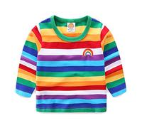 Mud Kingdom Petits garçons T-Shirts Arc en Ciel Rayures Manche Longue Vert 4-5 Ans