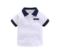 Mud Kingdom Polo piqué à manches courtes pour garçon Rayures unies 1-9 ans, Blanc mignon, 5 ans