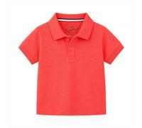 Mud Kingdom Polo piqué à manches courtes pour garçon Rayures unies 1-9 ans, Rose corail uni, 5 ans