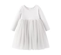 Mud Kingdom Sparkly Robe tutu unie à manches courtes pour fille, blanc, 6-7 ans