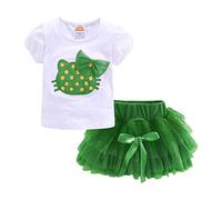 Mud Kingdom Tout-Petits Filles Tenues Tutu Été Mignon Manches Courtes Chat Vert 4 Ans