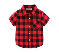 Mud Kingdom Tout-Petits Garçons Chemise à Carreaux Buffalo Manche Courte Été Rouge Décontracté 3 Ans
