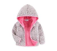 Mud Kingdom Veste à Capuche Pour Petits Fille Avec Fermeture à Glissière Doublée en Molleton Rose Léopard Chaud Hiver 7-8 Ans