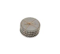 Mud Pie 42500044G Dessous de Verre en Bois perlé Gris, 11,4 cm de diamètre