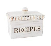 Mud Pie Boîte à Recettes Perles Blanches Bois de Manguier 40500002