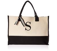 Mud Pie Sacs fourre-tout classiques en toile avec initiales noires et blanches (S), 100% coton