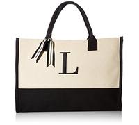 Mud Pie Sacs fourre-tout classiques en toile noire et blanche (L), 100% coton, 43,2 x 48,3 x 5,1 cm