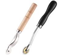 Mudder 2 Pièces Outils de Couture de Roue de Traçage Pointe d'Aiguille Roue de Couture Outil de Roulette à Patron Tissu de Papier Roue de Traçage Dentelée avec Poignée en Bois pour Bords en Cuir