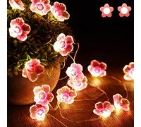 Mudder Lot de 4 guirlandes lumineuses en forme de fleur de cerisier - 4 m - 40 LED - Lumières fée roses - Fonctionne avec USB et piles - Guirlande lumineuse décorative pour chambre à coucher