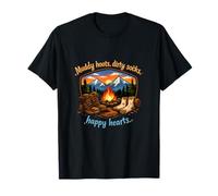 Muddy Boots Dirty Socks Badge Happy Hearts Camping Badge T-Shirt