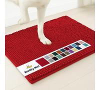 Muddy Mat® Shown on TV - Paillasson d'intérieur super absorbant, en microfibre chenille à séchage rapide, antidérapant, lavable en machine, tapis pour animal domestique, rouge, 91,4 x 182,9 cm