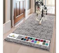 Muddy Mat® Vu à la TV Paillasson, tapis pour animaux, microfibre, tissu chenille doux, très absorbant, antidérapant, épais, lavable, pour intérieur et extérieur, 152 x 61 cm, gris