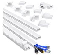 MUDEELA Goulotte Passe-Câbles, 4M Cache Câbles pour Fils au Mur, Cache Fil Electrique Peut Se Peindre, Découpables, Autocollant，4 x L1M, I30mm x H17mm