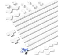 MUDEELA Goulotte Passe-Câbles, 8M Cache Câbles pour Fils au Mur, Cache Fil Electrique Peut Se Peindre, Découpables, Autocollant - 8 x 24mm(Largeur) x 14mm(Hauteur) x 1M(Longueurs) - Blanc