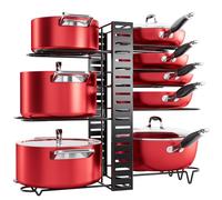 MUDEELA Organisateur de casseroles à suspendre sous placard, 8 étages - Rangement de cuisine ajustable avec 3 méthodes d'installation DIY