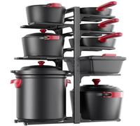 MUDEELA Organiseur de casseroles et poêles sous armoire, 53,3 cm de hauteur, robuste, réglable, organiseurs d'armoires de cuisine à 8 niveaux et rangement pour grandes marmites, ustensiles de cuisine