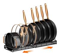 MUDEELA rangement couvercle casserole sous le Placard, Extensible range couvercle Avec 10 Séparations Réglables, pour Planche à Découper, Poêle en Fonte, Poêle épaisse