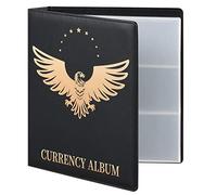 MUDOR Porte-billets à 90 pochettes pour collectionneurs, album de collection de devises du monde en polyuréthane de qualité supérieure, album de collection de billets de banque classiques, fournitures