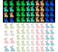 Mudoulu 100 Mini Lapins Lumineux en Résine, Figurines d'animaux Miniatures pour Jardin de Fées, Décoration Aquarium, Maison de Poupée, Loisirs Créatifs et Bricolage
