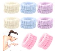 Mudoulu Bandeaux de Lavage pour Poignets, Lot de 8 Bracelets Éponge en Microfibre Douce, Accessoires Maquillage et Skincare Réutilisables, Idéal pour Démaquillage et Soins du Visage
