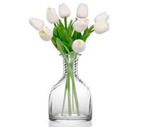 Mudoulu Lot de 10 Tulipes Artificielles Blanches, Fleurs en PU Toucher Réaliste pour Décoration Maison, Mariages, Bouquets Élégants et Centres de Table