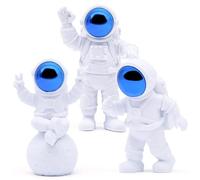 Mudoulu Lot de 3 Figurines Astronaute en Résine, Décoration Spatiale pour Maison Bureau Chambre, Accessoires Décoratifs Originaux et Idée Cadeau pour Anniversaire ou Fête