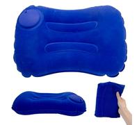 Mudoulu Oreiller Gonflable pour Voyage, Coussin Auto-Gonflant en TPU et Velours, Oreiller Léger Compact pour Avion Camping Bureau (Bleu)