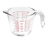 Mudoulu Verre Doseur 500ML en Verre Borosilicate avec Bec Verseur et Poignée, Résistant à la Chaleur, Tasse Graduée pour Cuisine, Cuisson, Mélange, Micro-Ondes et Lave-Vaisselle