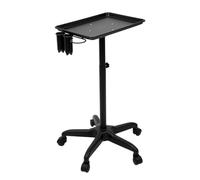 Mudshape Salon-Tablett Chariot de coiffeur en aluminium - Hauteur réglable de 70 à 110 cm - Pour salon de beauté - Tabouret de spa - Plateau de rangement pour instruments de service - Avec molette de