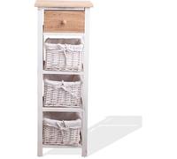 Commode 4 Tiroirs Bois Osier Blanc Beige - MOBILI REBECCA - Meuble d'appoint - Style Campagne