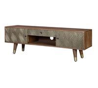 Mueble Tv 2 Puertas y 1 Cajon en Madera de Mango, con Los detalles de Las Puertas de Madera Autentica Recuperada
